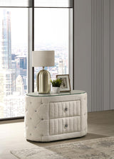 Sonya 2-drawer Upholstered Nightstand Bedside Table Ivory | Ivory | 360112