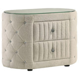 Sonya 2-drawer Upholstered Nightstand Bedside Table Ivory | Ivory | 360112