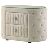 Sonya 2-drawer Upholstered Nightstand Bedside Table Ivory | Ivory | 360112
