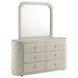 Sonya 6-drawer Upholstered Bedroom Dresser with Mirror Ivory | White | Ivory | 360113M