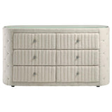 Sonya 6-drawer Upholstered Bedroom Dresser Ivory | King | Ivory | 360113