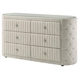 Sonya 6-drawer Upholstered Bedroom Dresser Ivory | King | Ivory | 360113