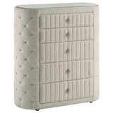 Sonya 5-drawer Upholstered Bedroom Chest of Drawers Ivory | White | Ivory | 360115