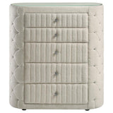 Sonya 5-drawer Upholstered Bedroom Chest of Drawers Ivory | White | Ivory | 360115