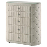 Sonya 5-drawer Upholstered Bedroom Chest of Drawers Ivory | White | Ivory | 360115
