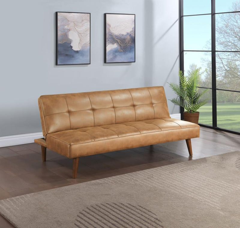 Jenson Upholstered Tufted Convertible Sofa Bed Saddle Brown