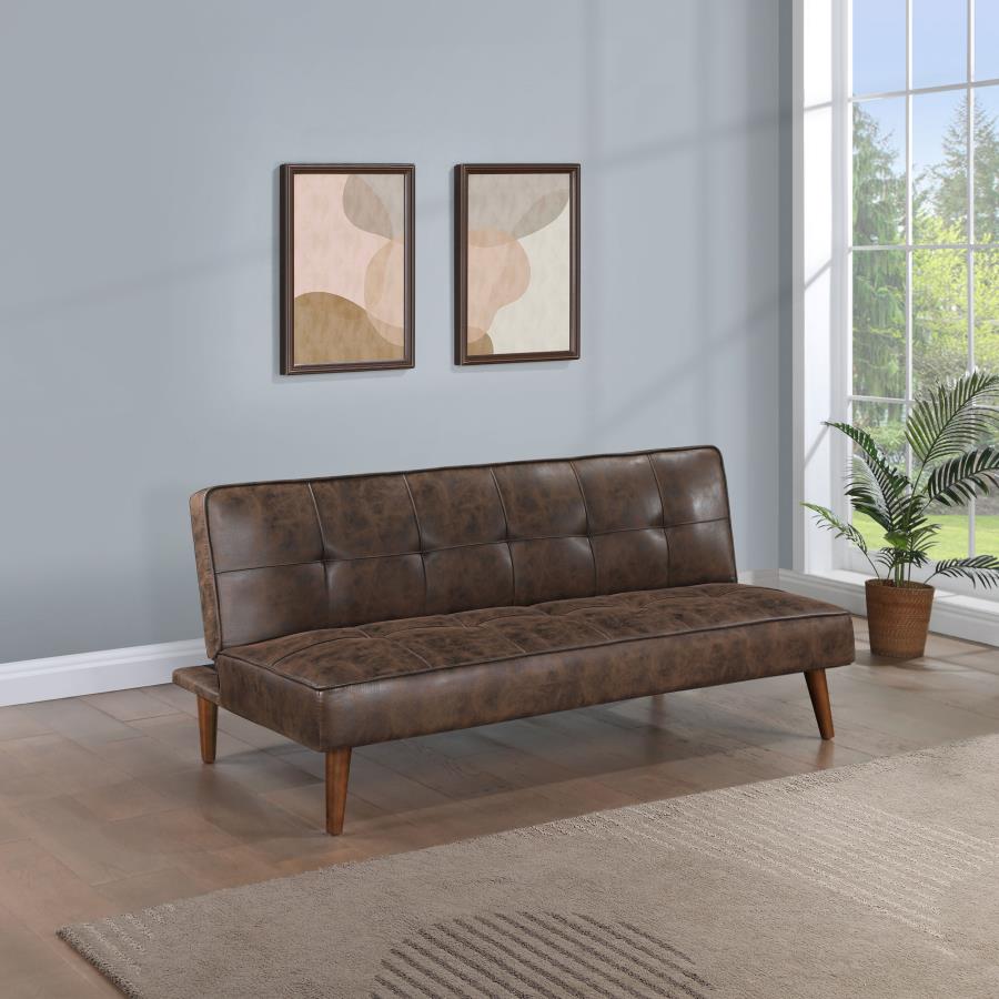 Jenson Upholstered Tufted Convertible Sofa Bed Dark Coffee | King | Brown | Dark Coffee | 360237