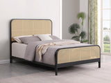 Lanewood Open Cane Webbing Metal Queen Bed Black | Queen | Black | 360250Q