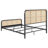 Lanewood Open Cane Webbing Metal Queen Bed Black | Queen | Black | 360250Q