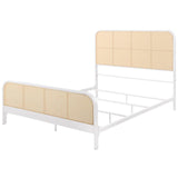 Lanewood Open Cane Webbing Metal Queen Bed White | Queen | White | 360251Q