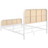 Lanewood Open Cane Webbing Metal Queen Bed White | Queen | White | 360251Q