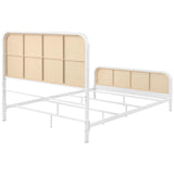 Lanewood Open Cane Webbing Metal Queen Bed White | Queen | White | 360251Q