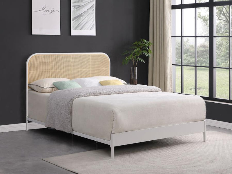 Amherst Radio Weave Rattan Metal Bed White