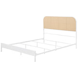 Amherst Radio Weave Rattan Metal Queen Bed White | Queen | White | 360301Q