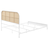 Amherst Radio Weave Rattan Metal Queen Bed White | Queen | White | 360301Q