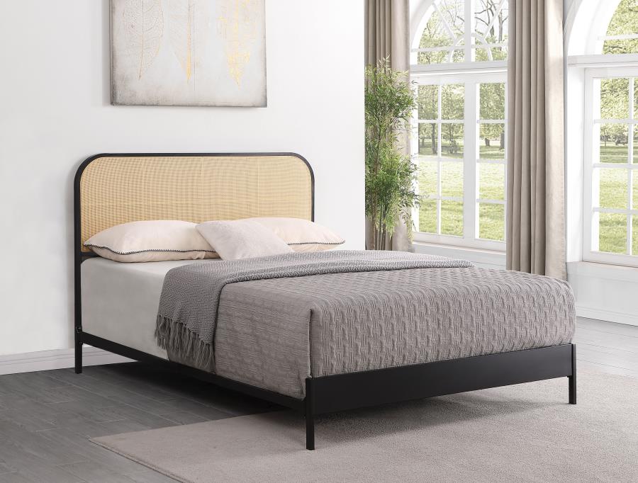 Amherst Radio Weave Rattan Metal Queen Bed Black | Queen | Black | 360351Q