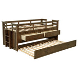 Carlsbad Wood Twin Captains Bed With Trundle Medium Brown | Twin | Brown | Medium Brown | 400716T