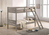 Ryder Wood Twin Over Twin Bunk Bed with Mattress Weathered Taupe | King | Grey | Weathered Taupe | 400818-SM