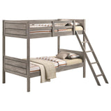Ryder Wood Twin Over Twin Bunk Bed with Mattress Weathered Taupe | King | Grey | Weathered Taupe | 400818-SM