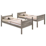 Ryder Wood Twin Over Twin Bunk Bed with Mattress Weathered Taupe | King | Grey | Weathered Taupe | 400818-SM