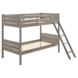 Ryder Wood Twin Over Twin Bunk Bed Weathered Taupe | King | Grey | Weathered Taupe | 400818