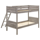 Ryder Wood Twin Over Twin Bunk Bed Weathered Taupe | King | Grey | Weathered Taupe | 400818