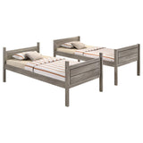 Ryder Wood Twin Over Twin Bunk Bed Weathered Taupe | King | Grey | Weathered Taupe | 400818