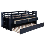 Carlsbad Wood Twin Captains Bed With Trundle Navy Blue | Twin | Blue | Navy Blue | 401980T