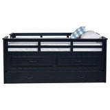 Carlsbad Wood Twin Captains Bed With Trundle Navy Blue | Twin | Blue | Navy Blue | 401980T