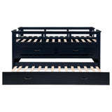 Carlsbad Wood Twin Captains Bed With Trundle Navy Blue | Twin | Blue | Navy Blue | 401980T