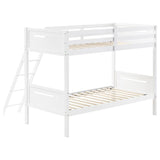 Littleton Wood Twin Over Twin Bunk Bed White | Twin | White | 405051WHT