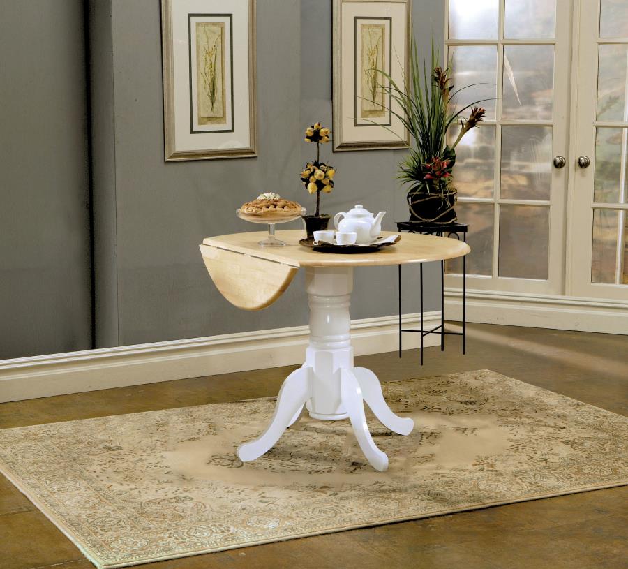 Allison 5-piece Round Drop Leaf Dining Table Set White