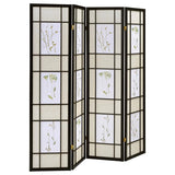 Catabella 4-Panel Room Divider Folding Shoji Screen Floral | Multi | Black | 4407