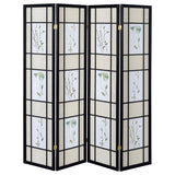 Catabella 4-Panel Room Divider Folding Shoji Screen Floral | Multi | Black | 4407