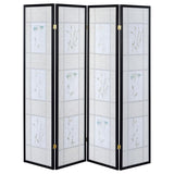 Catabella 4-Panel Room Divider Folding Shoji Screen Floral | Multi | Black | 4407