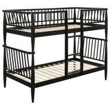 Abram Windsor Twin Over Twin Wood Bunk Bed with Ladder Black | 460061BLKT