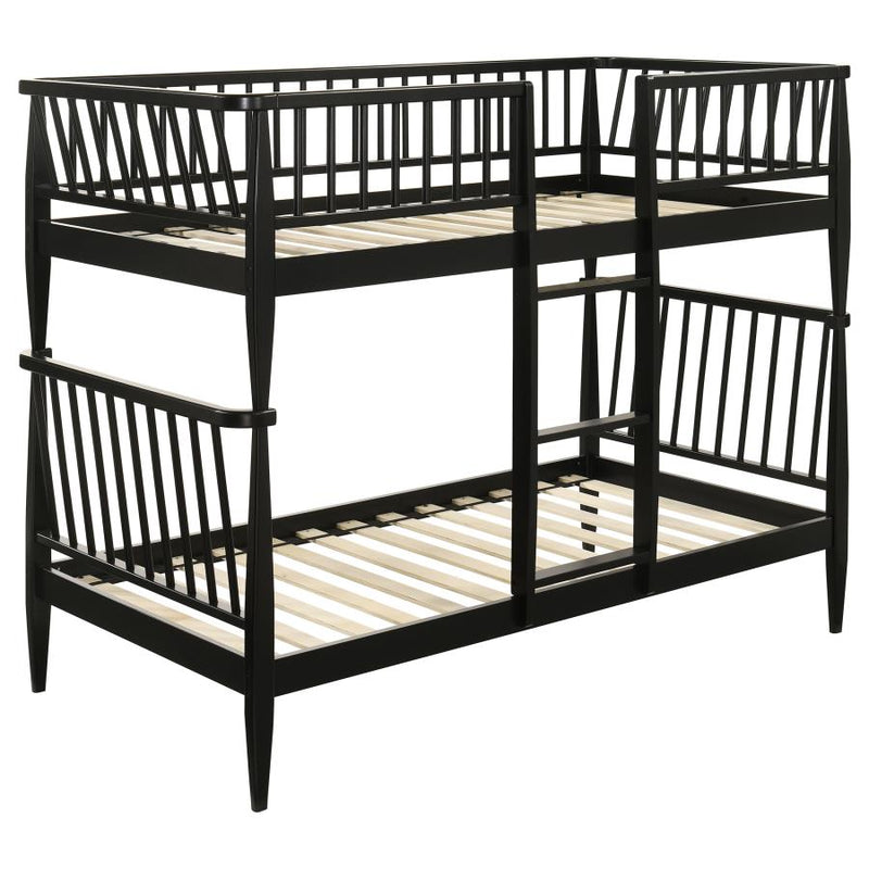 Abram Windsor Over Wood Bunk Bed with Ladder Black