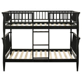 Abram Windsor Twin Over Twin Wood Bunk Bed with Ladder Black | 460061BLKT