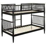 Abram Windsor Twin Over Twin Wood Bunk Bed with Ladder Black | 460061BLKT