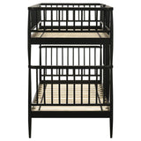 Abram Windsor Twin Over Twin Wood Bunk Bed with Ladder Black | 460061BLKT