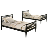 Abram Windsor Twin Over Twin Wood Bunk Bed with Ladder Black | 460061BLKT