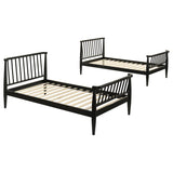 Abram Windsor Twin Over Twin Wood Bunk Bed with Ladder Black | 460061BLKT