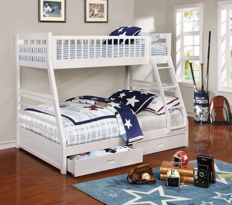 Ashton 2-drawer Wood Over Bunk Bed White