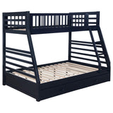 Ashton 2-drawer Wood Twin Over Full Bunk Bed Navy Blue | Full | Blue | Navy Blue | 460181