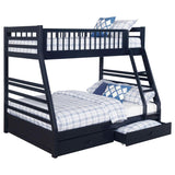 Ashton 2-drawer Wood Twin Over Full Bunk Bed Navy Blue | Full | Blue | Navy Blue | 460181