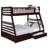 Ashton 2-drawer Wood Twin Over Full Bunk Bed Cappuccino | Full | Brown | Cappuccino | 460184
