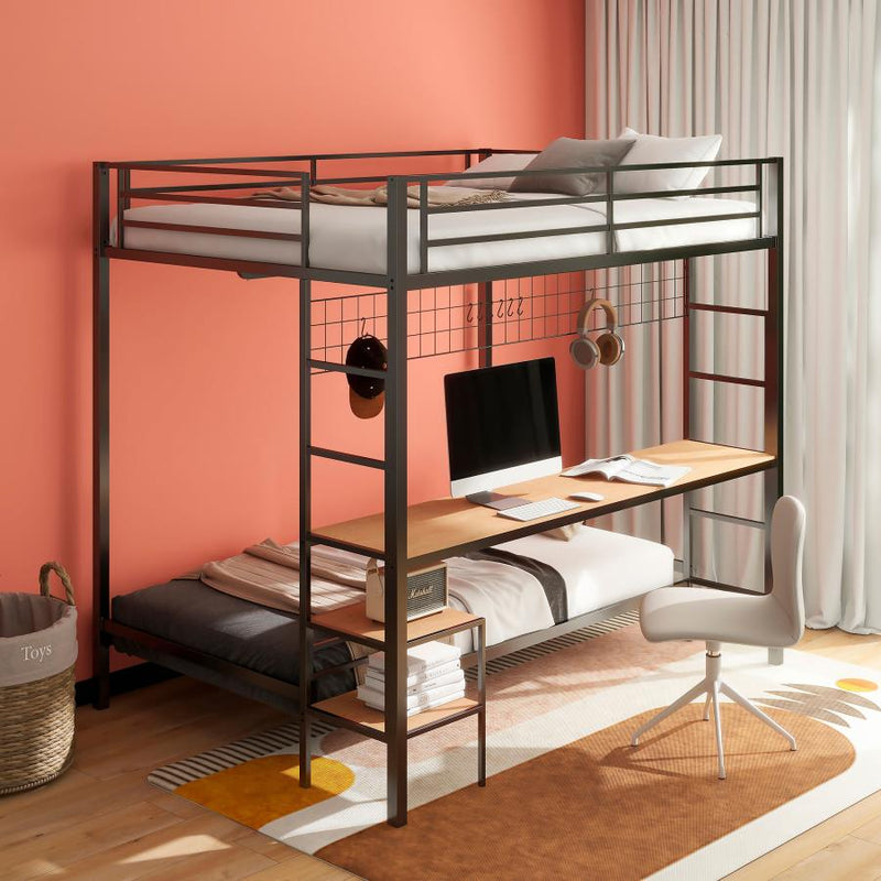 Bettoni Metal Over Workstation Bunk Bed Matte Black