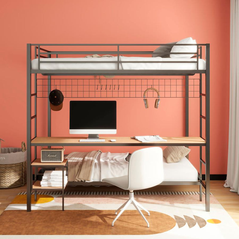 Bettoni Metal Over Workstation Bunk Bed Matte Black