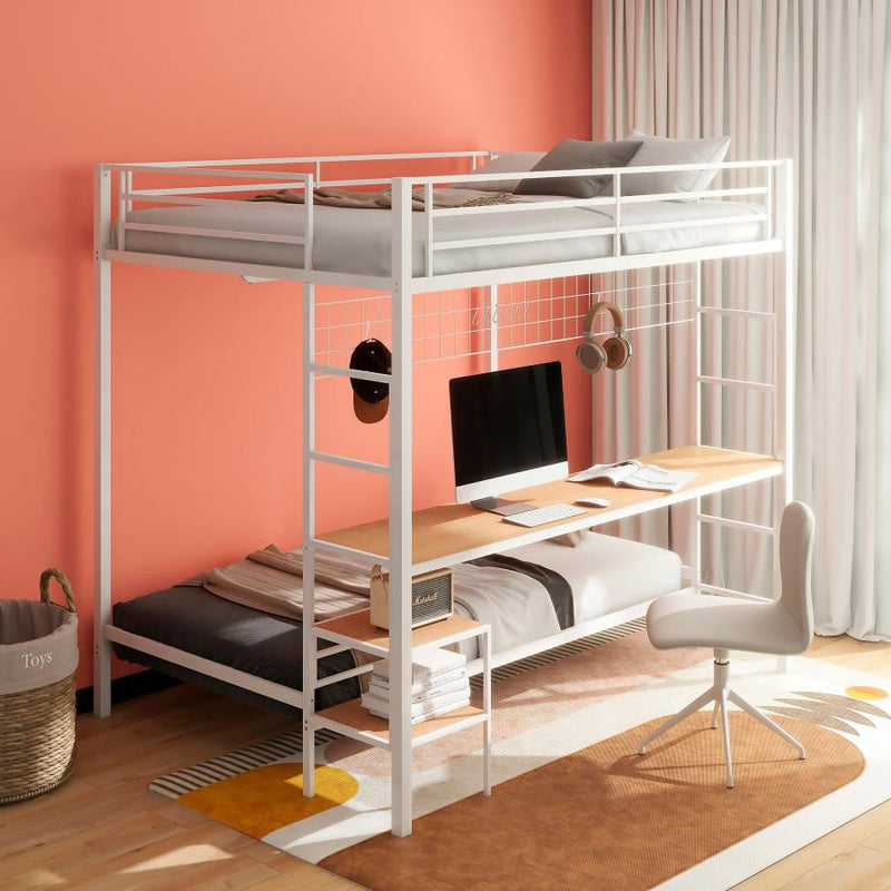 Bettoni Metal Over Workstation Bunk Bed Matte Black