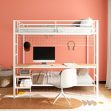 Bettoni Metal Full Over Twin Workstation Bunk Bed Matte White | Full | White | Matte White | 460209WHT
